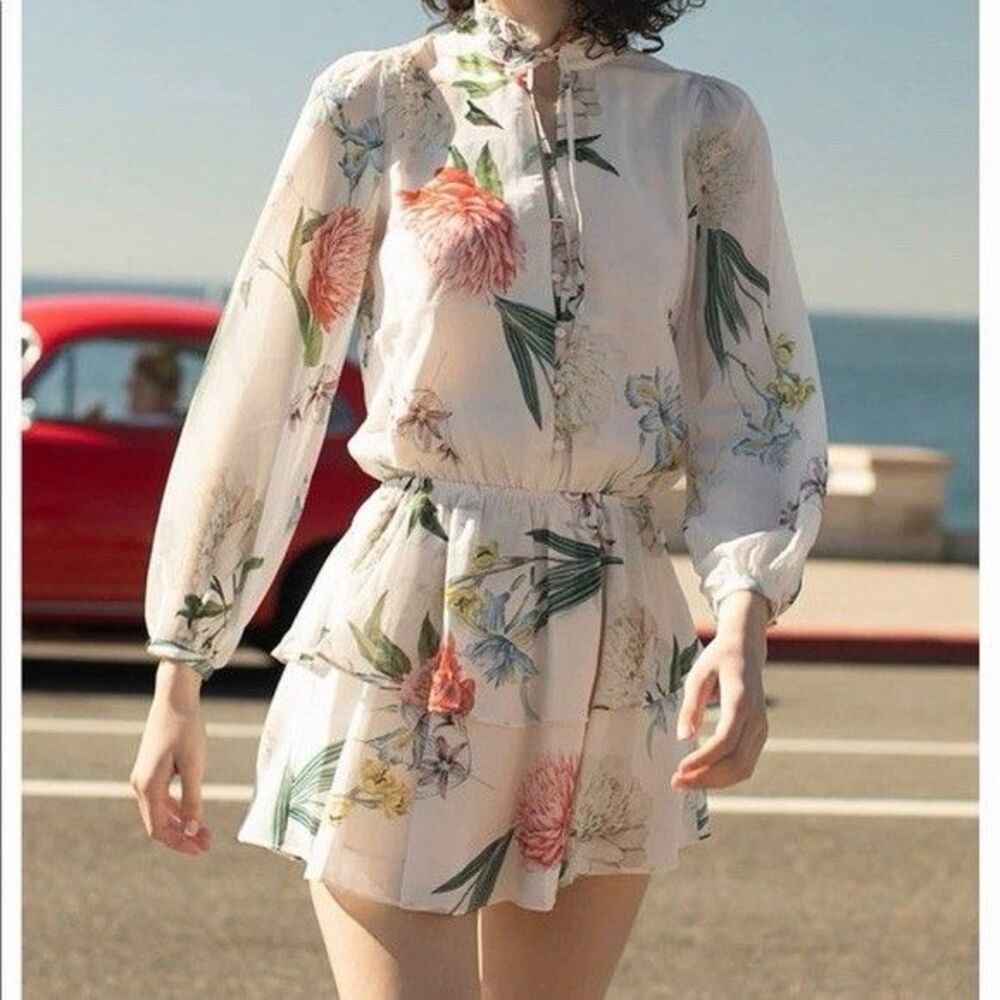 Yumi Kim Love Always Long Sleeve Tiered Mini Dress In Forever Yours Ivory Large - Picture 3 of 14